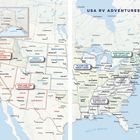 "USA RV Adventures" Karte mit Regionen: "West Coast", "Utah and the Southwest", "Rocky Mountains", "Northeast and Mid-Atlantic".