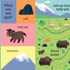 Quadrate mit Tieren: "big yak", "baby yak", "cloud", "antelope", "mountain", "rock". Pfad zu "You're home!".