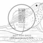 Text: "RUNNING PRESS". Ein Vogel mit Menschenbeinen sitzt auf einem Ast. Es ist eine Illustration.