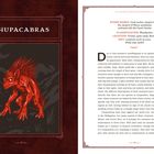 „CHUPACABRAS“ steht oben. Illustration eines roten, stacheligen Wesens vor einem dunklen Berg- und Nachthintergrund.