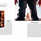 "The film's main theme, based on wild cries and a famous flute riff, became legendary..." 
Links ein Filmplakat, rechts eine Westernszene mit zwei Männern.