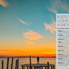 Küste von Lezhë & Kune-Vain, das perfekte Abenteuer. Ein Steg führt in eine malerische Lagune bei Sonnenuntergang.