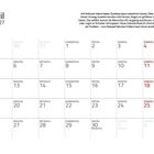 April 2027 Kalender mit Information über Quokkas und ihre Zutraulichkeit. Sonntagstermine sind rot markiert.