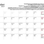 "Oktober 2027" Kalender mit Beschreibung eines Feuerwehrfahrzeugs. Enthält Feiertage wie "Tag der Deutschen Einheit".