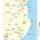 Karte der Nordostküste mit Orten wie Shabla, Krapets, Durankulak und Kavarna. Angrenzend an das Schwarze Meer.