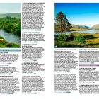 Seite mit Text über Flüsse, Seen und Wasserfälle in Nord-west Donegal. Enthält Fotos von Landschaften, Flüssen und Ruinen.