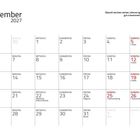Kalender für Dezember 2027. Spruch: "Obwohl sie klein wirken, können Igel erstaunlich gut schwimmen und klettern."