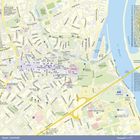 Stadtplan von Speyer, Innenstadt. Zahlreiche Straßennamen und Sehenswürdigkeiten wie Dom und Gedächtniskirche sind markiert.