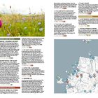 "Wunder der Natur", "Klassische Speisen", "Strandcamping". Links Fotos von Landschaften und Gebäuden, rechts Karte mit Nummern.