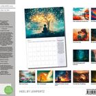 Texte: "Meditationen für dein inneres Kind 2027", "Ich bin hier für dich. Alles zu geben". Kalender mit naturinspirierten Bildern.