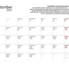 September 2027. Text oben: "Härtsfeldbahn-Schmalspurlokomotive der Bauart B'h2t". Kalender mit Feiertagen.
