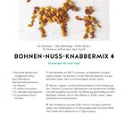 "Bohnen-Nuss-Knabbermix: Knuspriges für unterwegs." Eine Mischung aus Bohnen, Nüssen und Gewürzen bildet ein Tiermotiv.