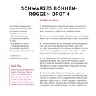 „SCHWARZES BOHNEN-ROGGEN-BROT“ steht oben. Darunter Zutatenliste und Zubereitung in nummerierten Schritten.