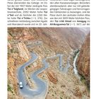 Text beschreibt den Hohen Atlas und wichtige Pässe in Marokko. Unten eine kurvenreiche Straße in einer felsigen Schlucht.