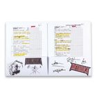 Handschriftliche Notizen zu Metallica-Songs, hervorgehobene Zeilen. Metallica-Logos und Unterschriften darunter.