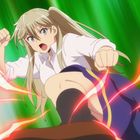 Illustration: Ein blondes Mädchen in Kampfpose mit dynamischen, grünen und feurigen Effekten im Hintergrund.