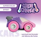 Supercooler Effekt, Color Change: wechselt bei Kontakt mit Wärme die Farbe. Darstellung eines Spielzeugautos.