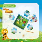 "SPIELAUFBAU" oben links, "Die Biene Maja" darunter. Illustration zeigt ein Kinderspiel mit Biene Maja-Thema.