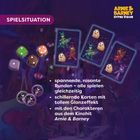 "SPIELSITUATION", spannende und rasante Runden gleichzeitig, schillernde Karten mit Glanzeffekt, Charaktere aus "Arnie & Barney".