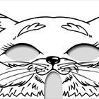 Eine gezeichnete Maske eines Fuchsgesichts mit großen Ohren und Schnurrhaaren, Augenlöcher vorhanden.