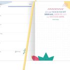 Links Kalenderwoche 2 mit Daten 11-17, rechts Zitat: „Ich war noch nicht überall, aber es steht auf meiner Liste.“