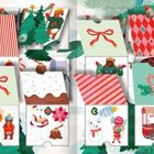 Text: "2", "15". Illustration eines Adventskalenders mit Tieren, Weihnachtsbäumen und festlichen Motiven.