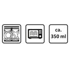 „ca. 350 ml“; Symbole für Spülmaschine und Mikrowelle.