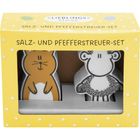 Schriftzug "Lieblings Hase" und "Salz- und Pfefferstreuer-Set" auf gelber Verpackung, innen zwei gezeichnete Tiere.