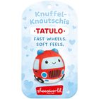 "Knuffel-Knautschis, TATULO, FAST WHEELS. SOFT FEELS." zeigt ein weiches, rundes, rotes Spielzeugauto.