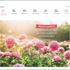 Kalender für Mai, Woche 20. Zitat: "Blumen zaubern ein Lächeln in die Welt. Die Liebe zaubert ein Lächeln ins Herz." Von Irmgard Erath.