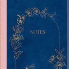 "NOTES" steht in der Mitte. Ein blaues Cover mit goldenen Blüten und einem Schmetterling verziert.