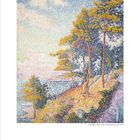 Gemälde: "Paul Signac, Saint-Tropez, der Küstenweg, 1901-1902." Text unten: "MAI" mit Kalendertagen in einer Tabelle.