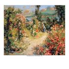 "Pierre Auguste Renoir (1841 - 1919), The Greenhouse, c. 1876" Ein blühender Garten mit einer Person im Hintergrund.
