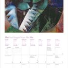 Mai, Montag bis Sonntag in mehreren Sprachen, Kalender für April und Juni 2027. Ein Gemälde zeigt zwei küssende Personen.