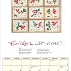 „Glück mit Klee im Wind, Klee mit Wind im Glück.“ Illustrationen von Klee und Blumen. Kalender mit Mai-Tagen.