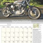 Vorjahresabbildung. Unten Kalender für Mai, oben Motorrad. Rechts Text über eine Tour durch Rheinland-Pfalz und das Saarland.