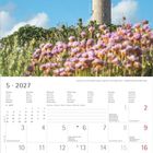 5·2027, Montag bis Sonntag, Feiertage in verschiedenen Ländern. Oben: Leuchtturm vor blauem Himmel mit Blumen im Vordergrund.