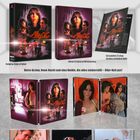 "Alley Cat" im roten Script, Retro-Action, beschriebene Filmverpackungen, Bilder von Szenen und Charakteren aus einem 80er-Kultfilm.