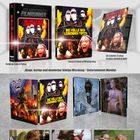 "Die Hölle der lebenden Toten" in großen, weißen Buchstaben. Darunter: Filmposter mit gruseligen Figuren und Explosionen.