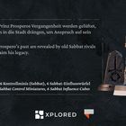 Expansion Pack: Geheimnisse aus Prinz Prosperos Vergangenheit. Enthält: 1 Smart Mini, 6 Kontrollminis, 6 Einflusswürfel. Logo unten.