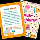 "Meer-Magie: Am Meer kann man sich die schönsten Geschichten ausdenken... Halte dein Kunstwerk mit einem Foto fest."  
Daneben bunte Eistüten und "Ausprobieren".