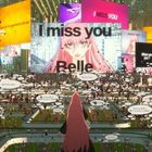 "Ich vermisse dich Belle" auf Plakaten. Virtuelle Welt mit Avataren und Chatblasen.