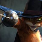 Eine Illustration zeigt eine orange Katze mit Hut und Degen in einer kämpferischen Pose.