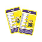Zwei Spielkarten mit Minions. "Bob": Unfug 20, Humor 26, Niedlichkeit 78, Loyalität 27. "Mel": Unfug 19, Humor 28, Niedlichkeit 56.
