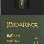 Texte: "THE LORD OF THE RINGS", "Ballpen", "Blue ink", "Refillable", "MOLESKINE x Kaweco". Design mit Stiftillustration.
