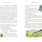 Zwei Textabschnitte: "A LITTLE BOY AND HIS BEAR" und "A RUNNING AROUND GAME". Bunte Illustrationen mit Winnie Puuh.