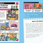 Calamity Comics: How to Turn Celery into Magic Rainbow Flowers. Comic mit Figuren in farbenfrohen Panels.