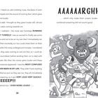 Texte: "RUNNING INTO MY TUNNELS!", "MOST CONFUSED", "VERY LOUD VERY QUICKLY", "EEEEEEP!!!", "AAAAAAAAARGHH!!" Illustration einer panischen Szene mit einem Monster.