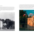Revolution and Independence: THE ALAMO, SAN ANTONIO. William Travis was trapped in the old mission building. Vintage Foto links, moderne rechts.