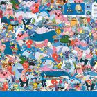 "FUN FACT! There are at least 70 sole Water-type Pokémon!" zeigt viele bunte Pokémon in einer lebhaften Illustration.